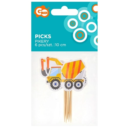 Topper pikery urodzinowe koparka traktor pojazdy